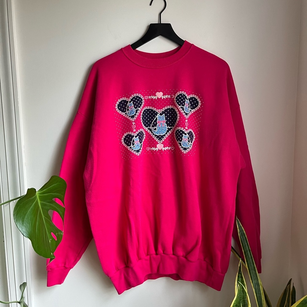 Vintage kitty heart sweatshirt